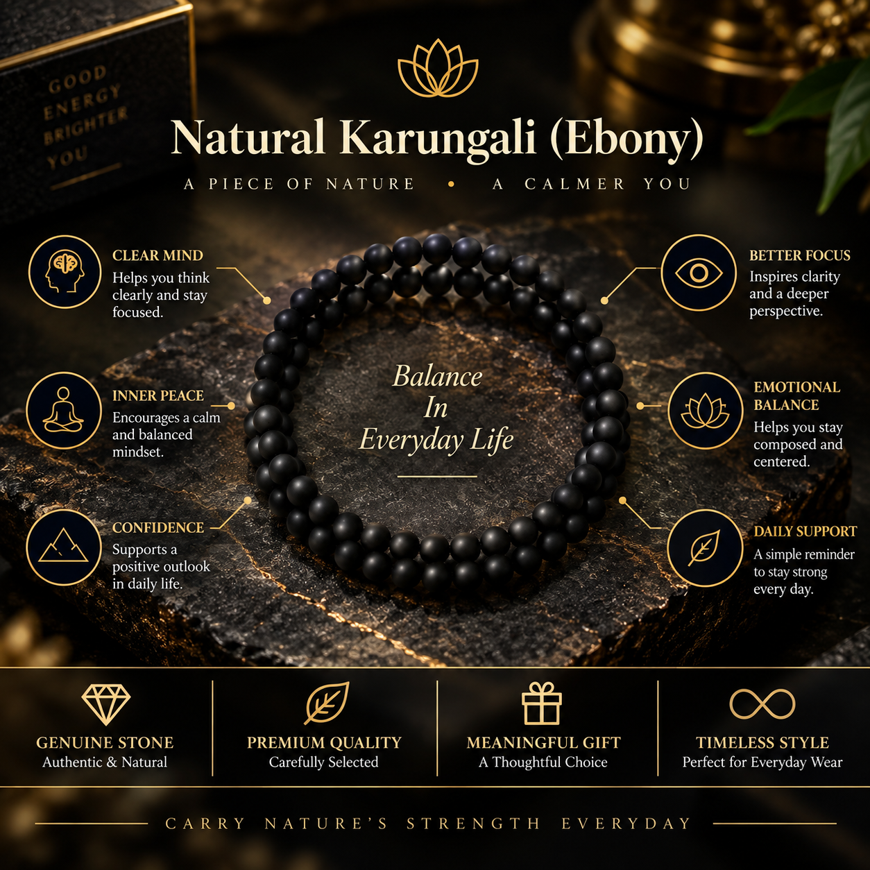 Natural Karungali Ebony Bracelet thumbnail 2