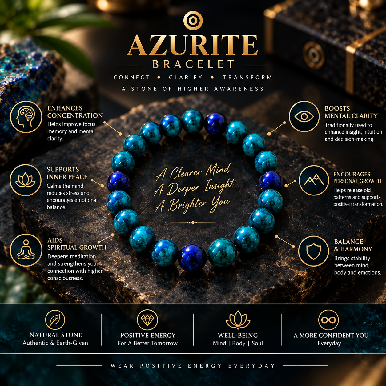Azurite Natural Stone Bracelet thumbnail 2