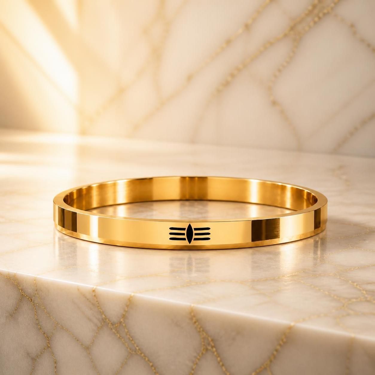 Shiva Tripundra 316L Gold PVD Kada
