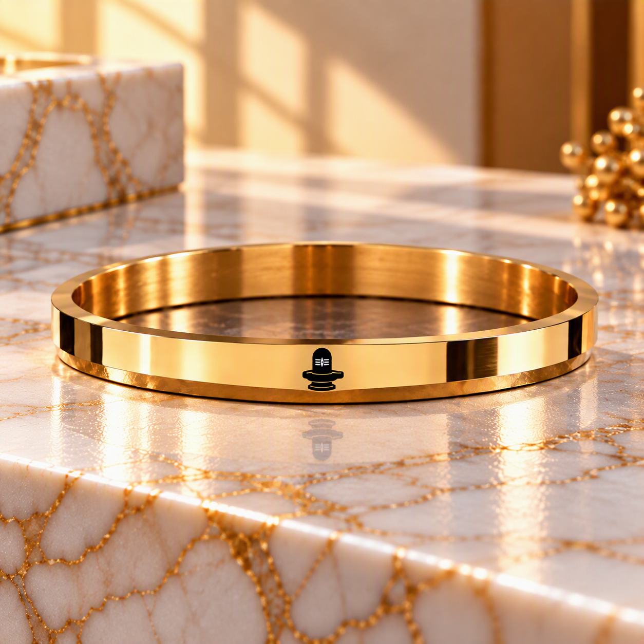Shiva Lingam Divine 316L Gold PVD Kada