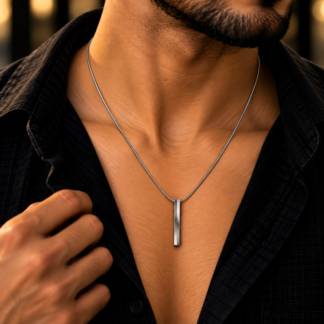 Silver Bar Pendant Chain thumbnail 2