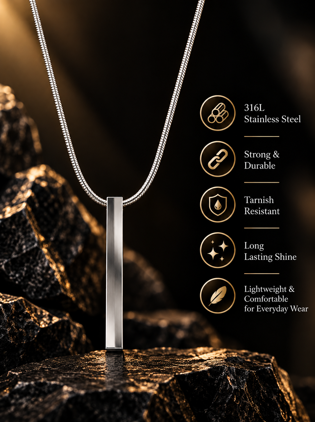 Silver Bar Pendant Chain thumbnail 3