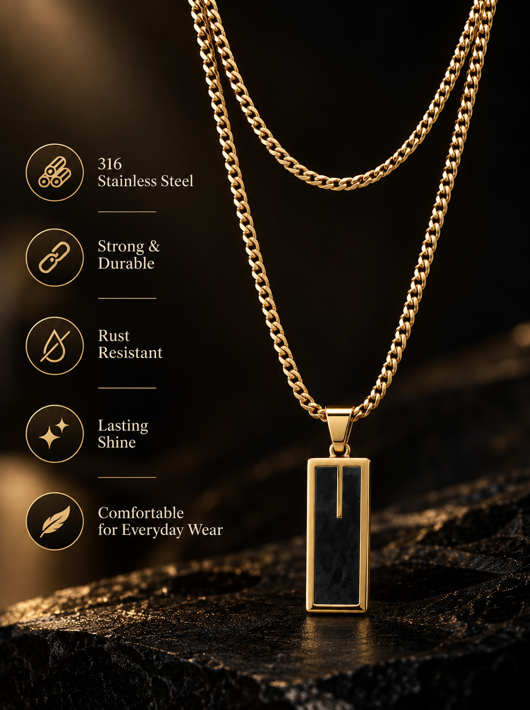 Slim Rectangular Pendant Chain thumbnail 3