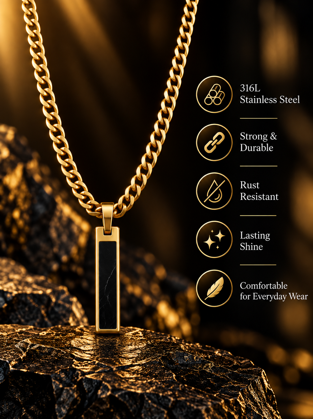 Classic Rectangular Pendant Chain thumbnail 3