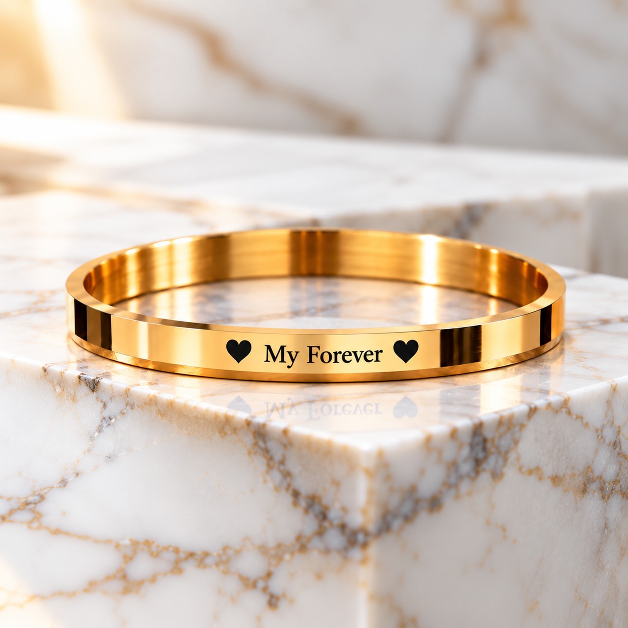 Personalized My Forever 316L Gold PVD Kada