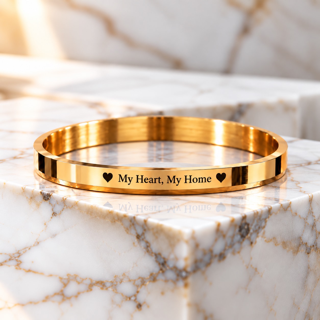 Personalized My Heart, My Home 316L Gold PVD Kada