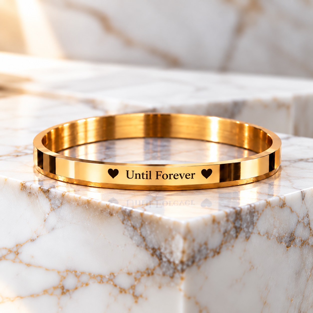 Personalized Until Forever 316L Gold PVD Kada