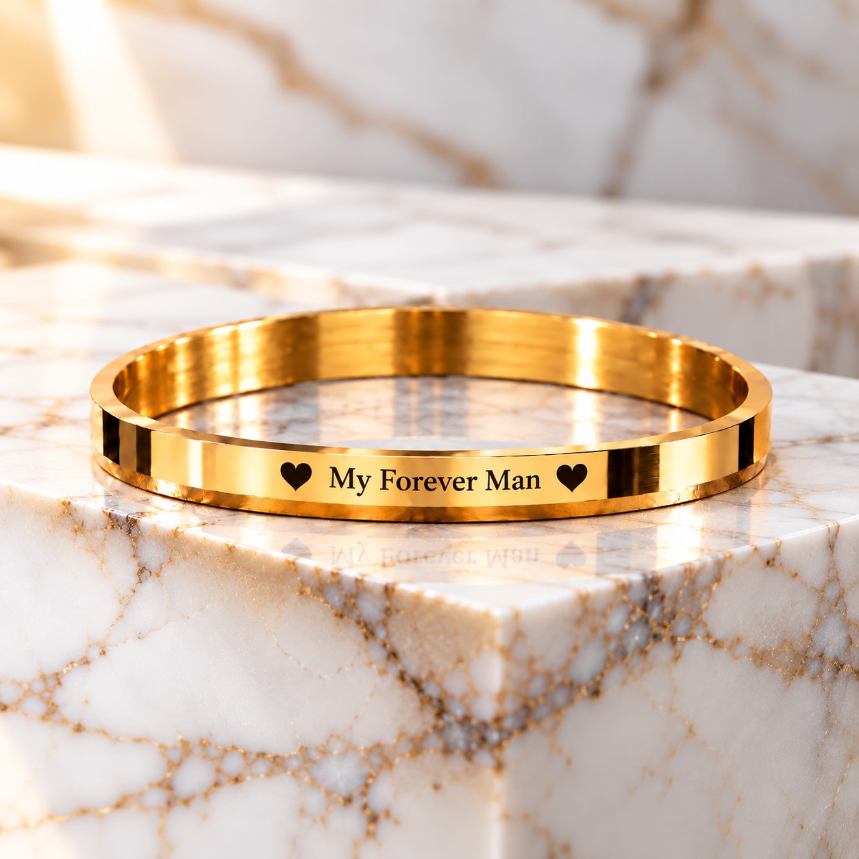 Personalized My Forever Man 316L Gold PVD Kada