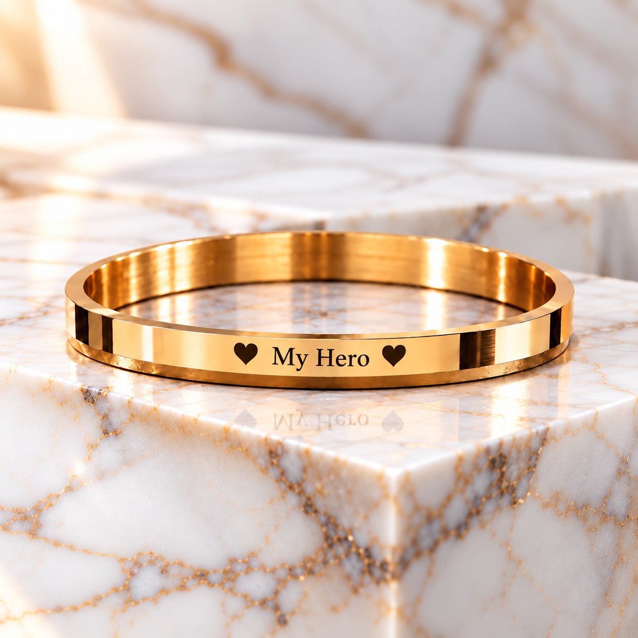 Personalized My Hero 316L Gold PVD Kada