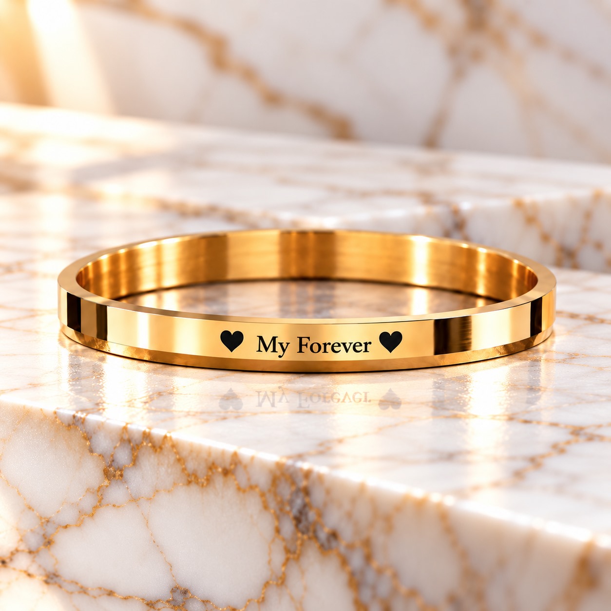 Personalized My Forever 316L Gold PVD Kada – Signature Edition