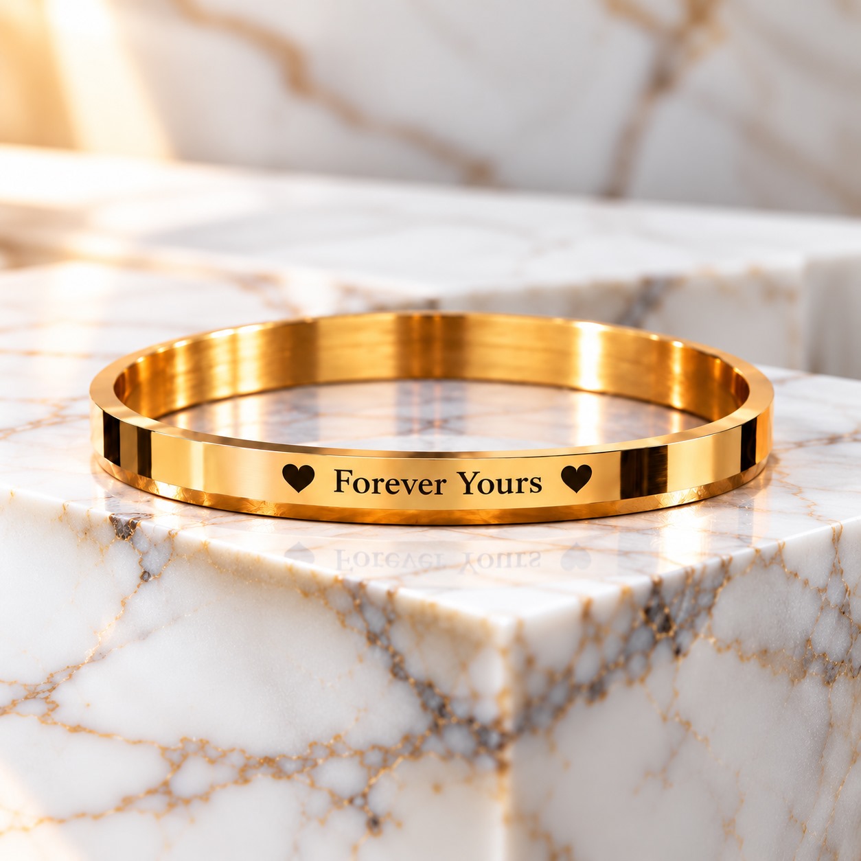 Personalized Forever Yours 316L Gold PVD Kada – Signature Edition