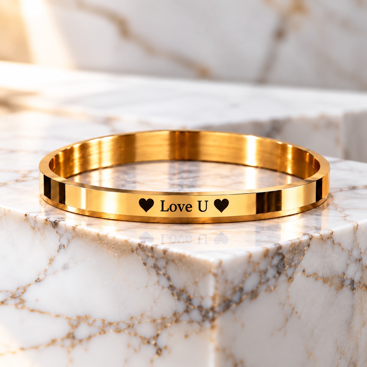 Personalized Love U 316L Gold PVD Kada – Signature Edition