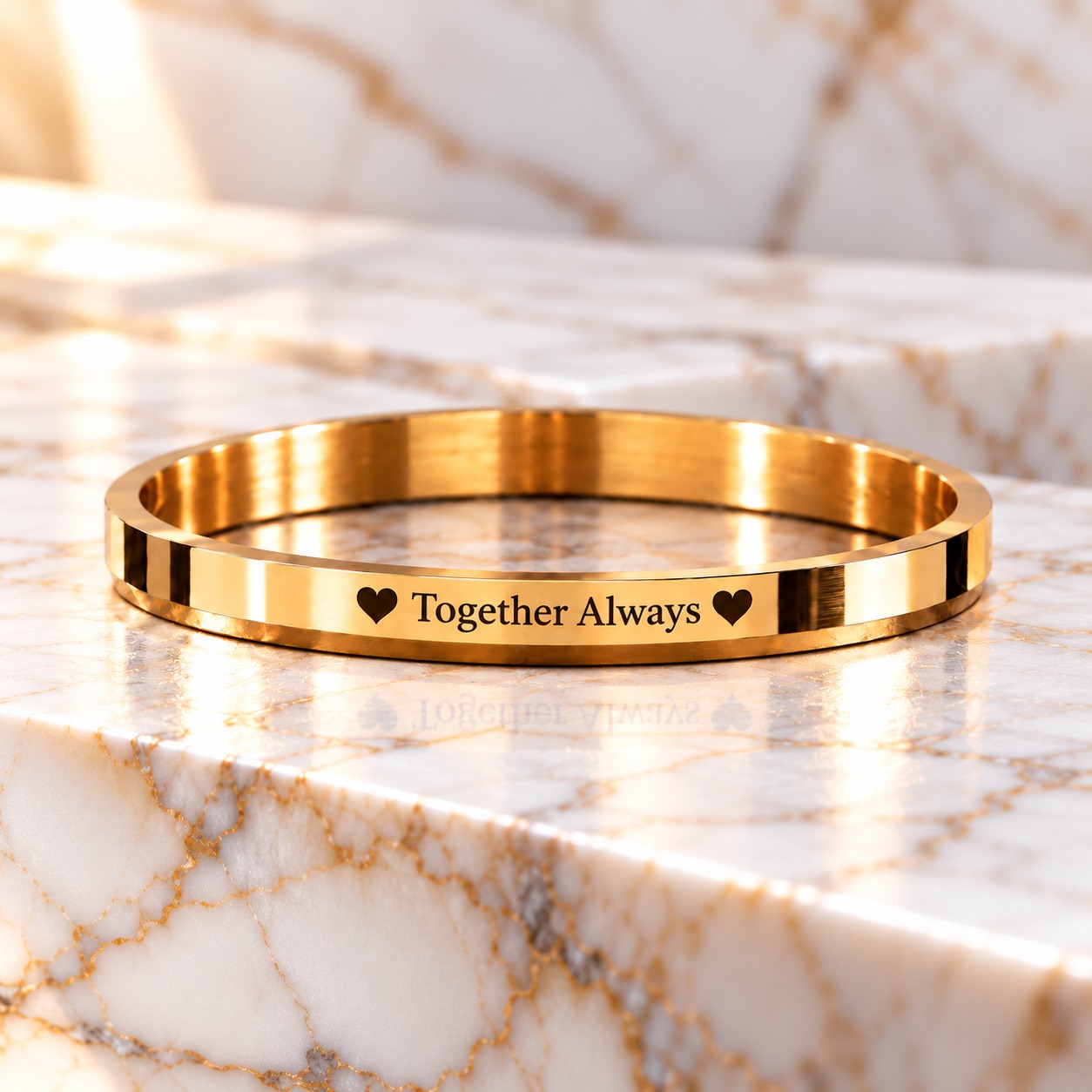Personalized Together Always 316L Gold PVD Kada