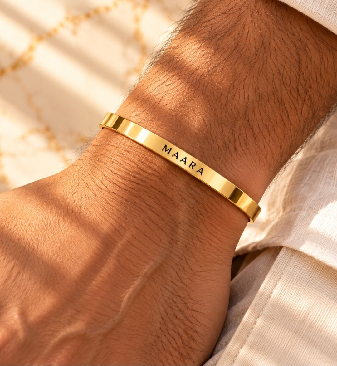 Personalized My World 316L Gold PVD Kada thumbnail 3